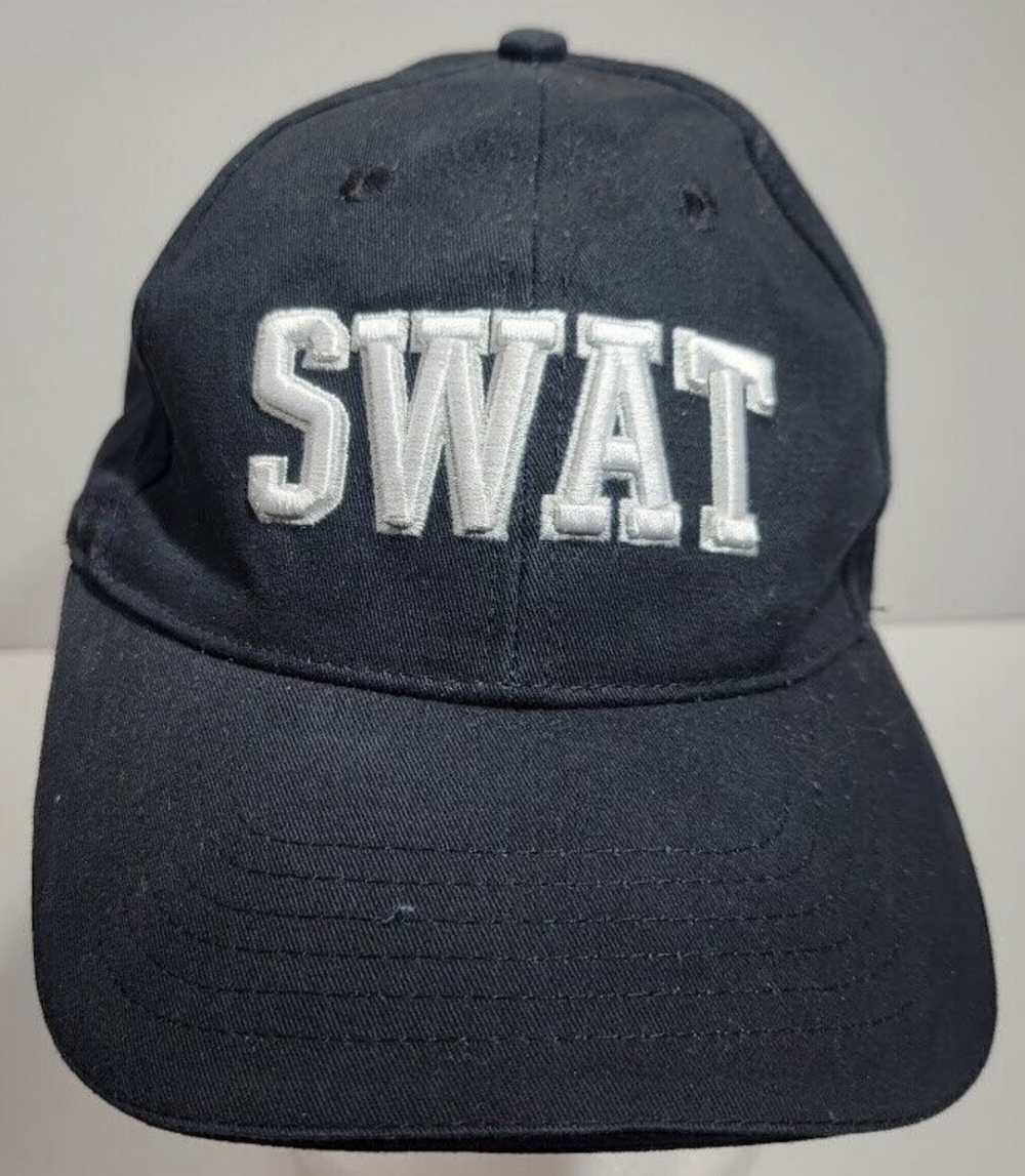 SWAT Hat Cap Strap Back Black White Spirit Brand Men's
